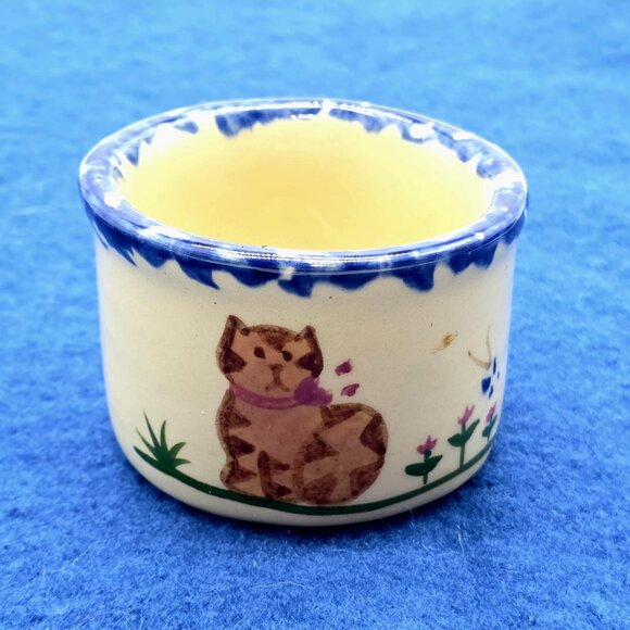 Vintage Alpine Pottery Roseville Cat Mini Butter Crock Votive Holder Trinket USA - Picture 9 of 9